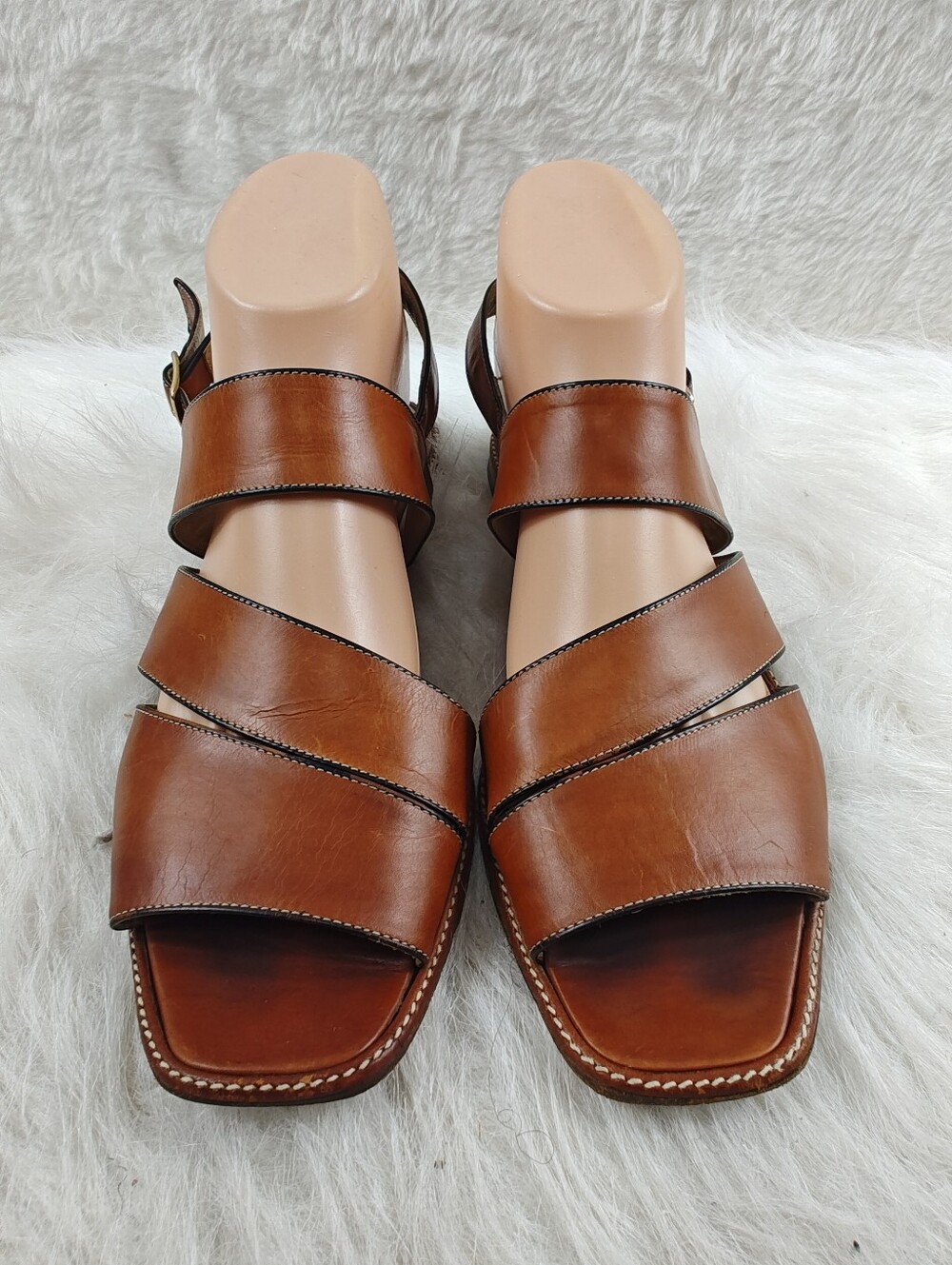 Bally Marissa Brown Leather Slingback Flat Sandals Women's Size 9M Made in Italy
